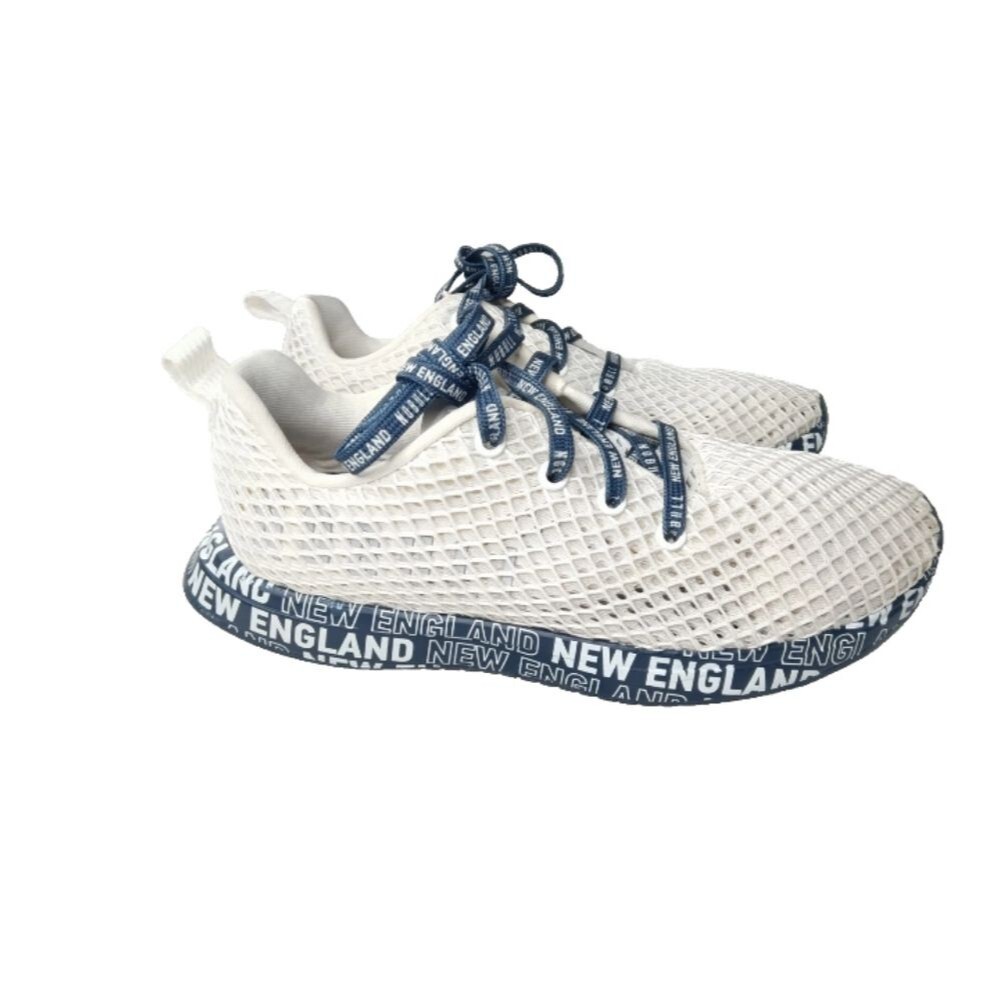 NOBULL New England Diamond Mesh Runner Shoes Women's Size 9.5 White & Blue - Picture 3 of 9